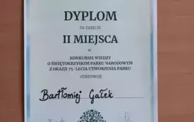 II miejsce Bartłomieja Gałek w Konkursie Wiedzy o Świętokrzyskim Parku Narodowym 1