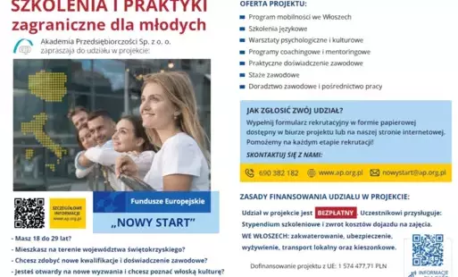 Zdjęcie do Rekrutacja do projektu pn. "NOWY START"